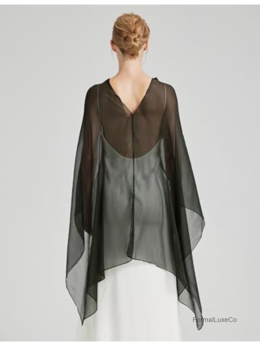 Sheer Bridal Shawl green not black can wear many -Cape-let Scarf - Picture 2 of 6